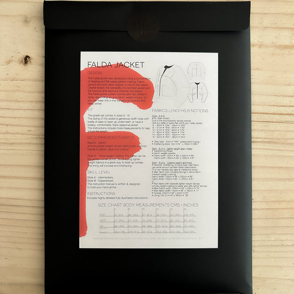 Falda Jacket - Half price older style packaging.